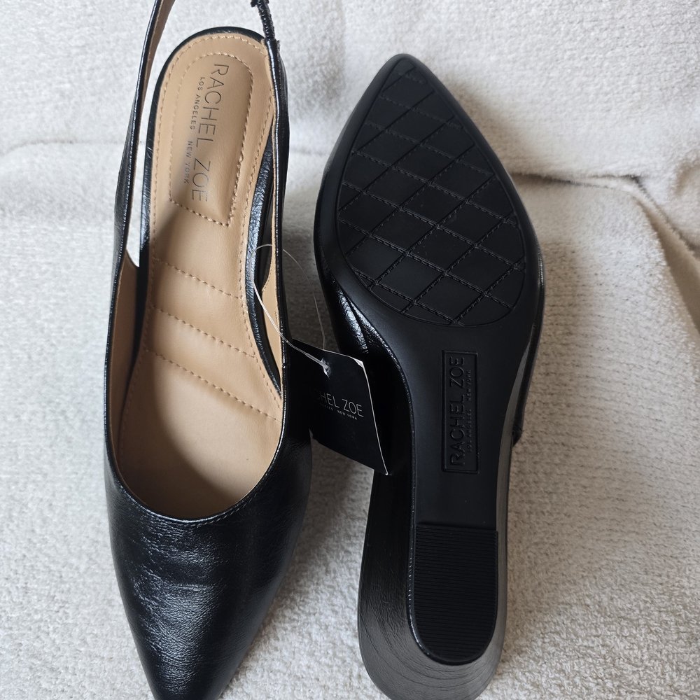 Rachel Zoe Black Slingback Wedge Shoes - Picture 2 of 5